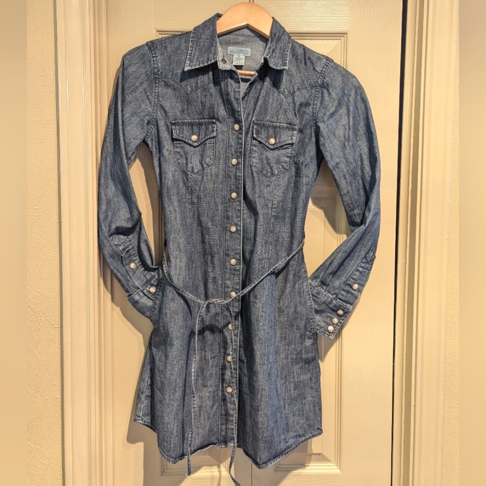 Lucky Brand Denim Pearl Snap Shirt Dress XS